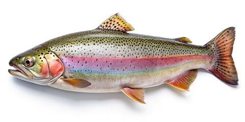 Obraz premium Top View of Raw Rainbow Trout Isolated on White Background with Clipping Path