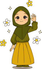 cute hijab girl with flower