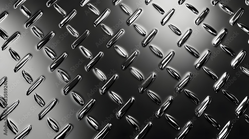 Leinwandbilder seamless diamond plate pattern texture with a shiny reflective metallic surface in a dark industrial