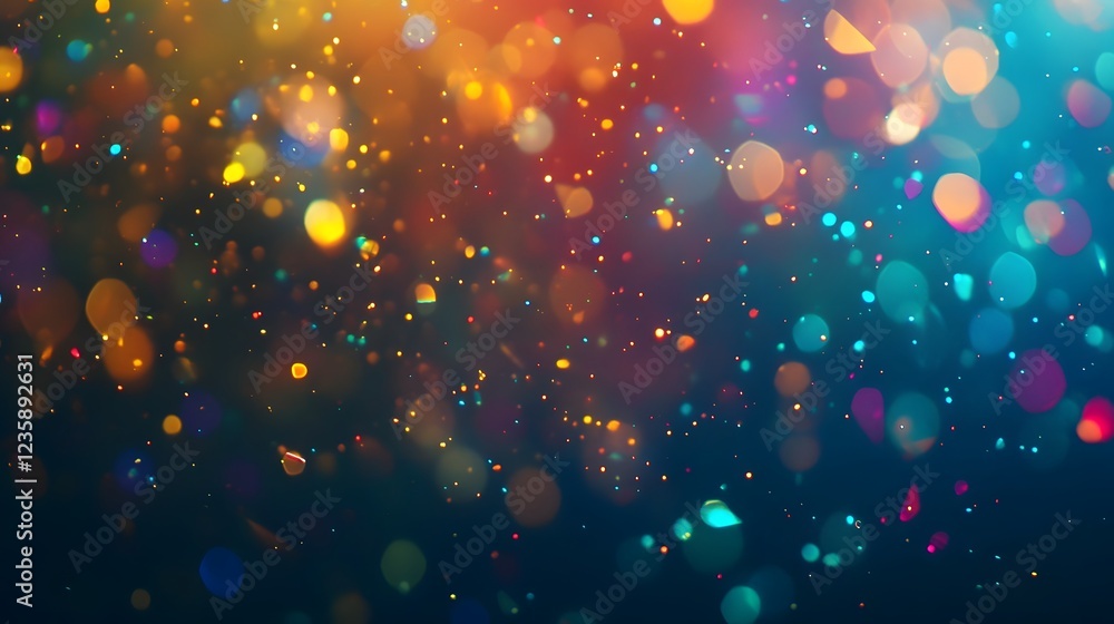 Fototapete Shimmering glowing bokeh lights in a vibrant rainbow of colors creating a mesmerizing ethereal background perfect for holiday events parties or digital design