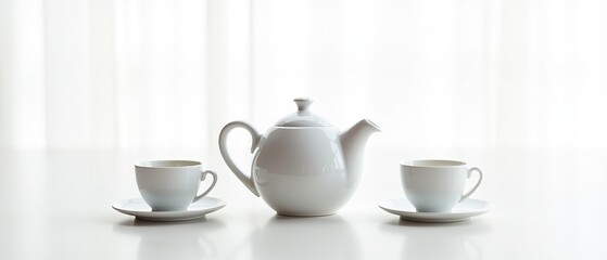 Fototapeta premium White Tea Set - Elegant Ceramic Teaware