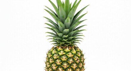 Fresh Ripe Pineapple Fruit Isolated on White Background Tropical Summer Food