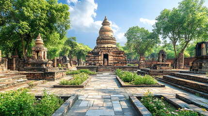  Dhamekh Stupa in Panchaytan temple ruins, Sarnath, Varanasi, India landmarks history is buddhist travel