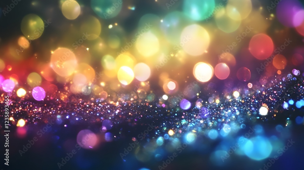 Fototapete Shimmering Multicolored Glitter and Sparkles Forming a Vibrant Abstract Bokeh Background  The image is filled with a dazzling array of colors