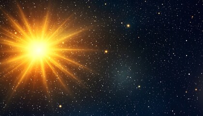 Fototapeta premium Bright Starburst in a Dark Starry Night Sky