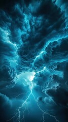 Dramatic lightning storm nature digital atmospheric aerial view energy concept
