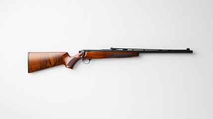 Classic Wooden Rifle on White Background