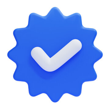 PNG 3D Blue Check Icon Isolated on a White Background
