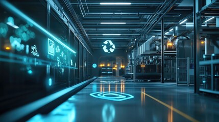 Obraz premium Futuristic Smart Factory with Advanced Recycling Technology
