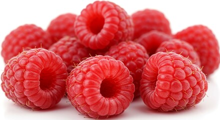 Fresh Ripe Raspberries Close Up Juicy Summer Berries Pile