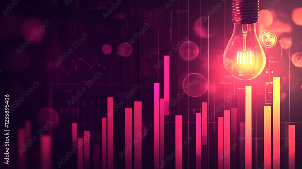 Aufkleber idea lightbulb over business charts. possible use for inspiration