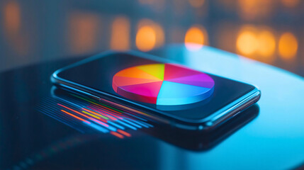 Smartphone App Dashboard with Colorful Pie Chart for Data Visualization and Business Strategy Insights