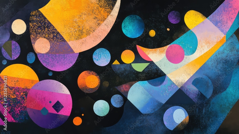 Aufkleber abstract colorful design with geometric shapes and circular patterns ideal for modern art background