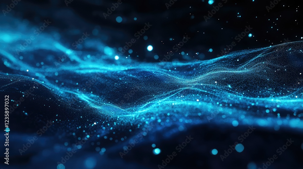 Aufkleber blue waves of light and energy flowing in a dynamic abstract pattern, creating a mystical and enigma
