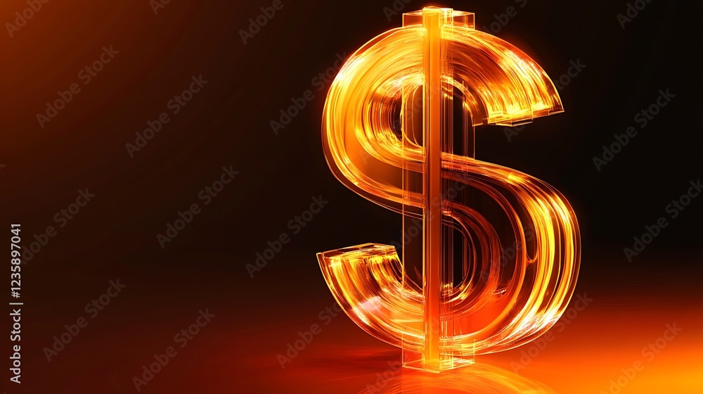 Aufkleber abstract glowing dollar sign on dark background. possible use stock photo for financial concepts