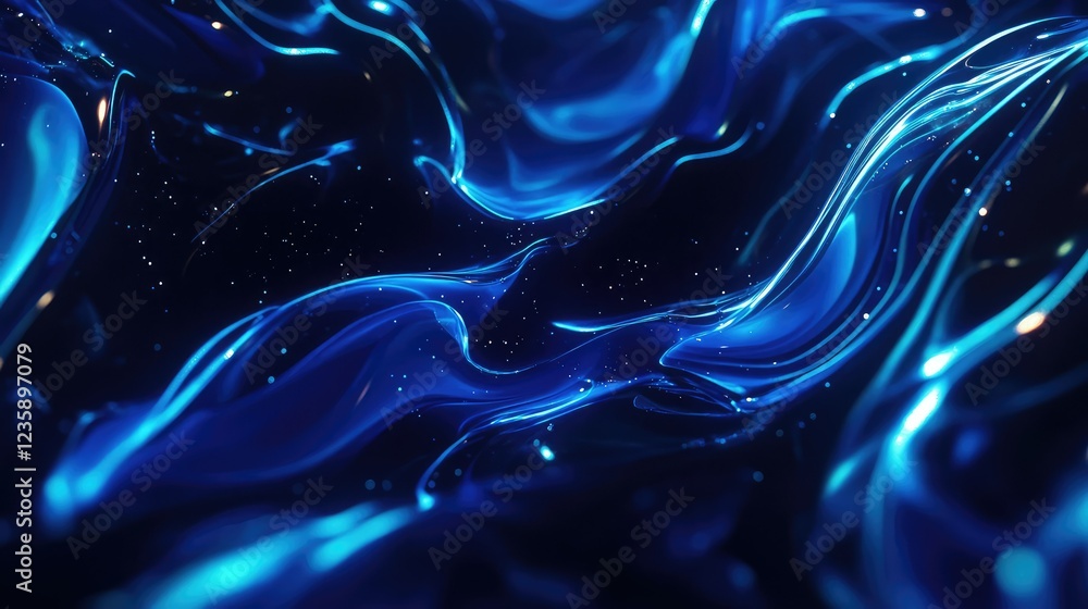 Poster abstract blue waves with shimmering light patterns creating a mesmerizing visual effect suitable for