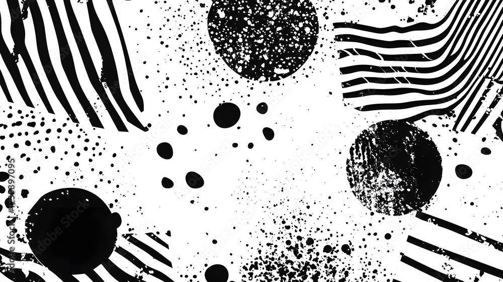 Poster striking abstract black and white geometric shapes and patterns background design