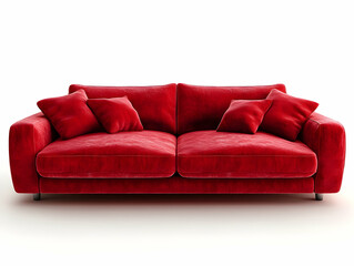 Red sofa isolated on a white background, 3D rendering. 