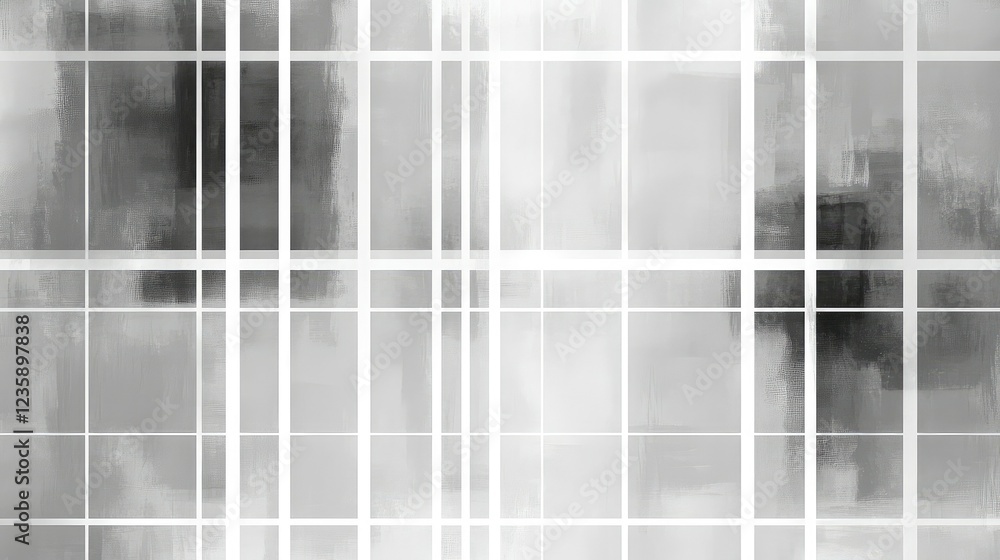 Poster abstract black and white geometric pattern with intersecting lines and soft textures for modern desi