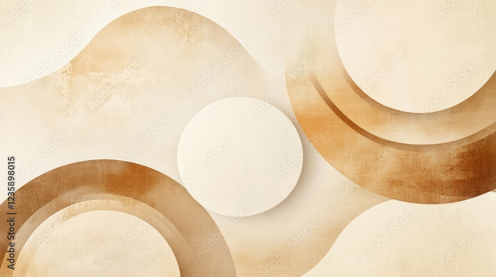 Poster abstract background featuring warm tones with circular and wavy shapes, perfect for creative or mode