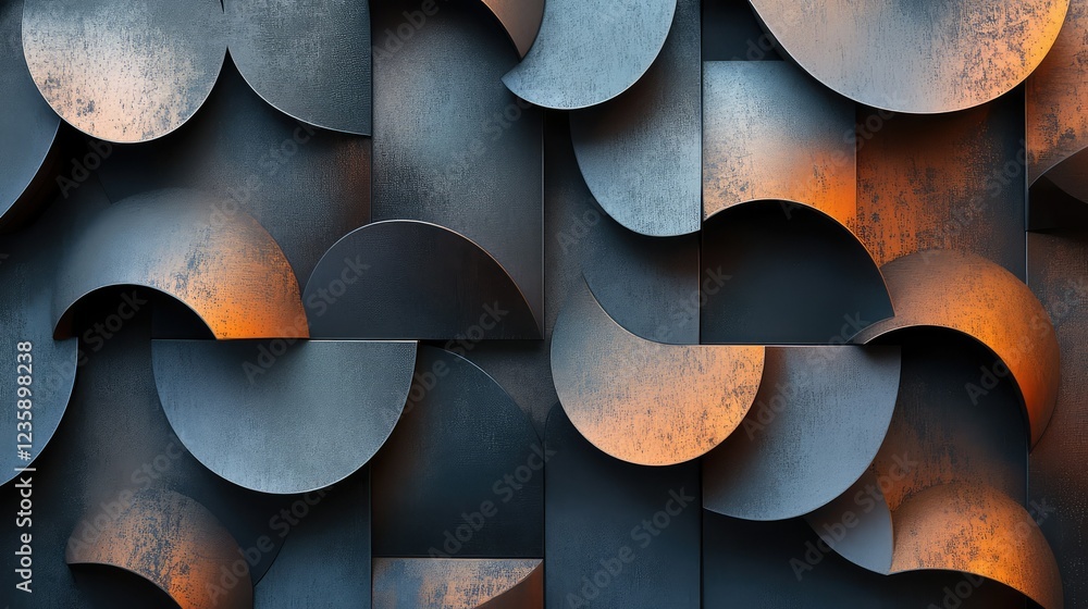 Aufkleber abstract background of curved shapes in dark tones with highlights, featuring a contemporary design 