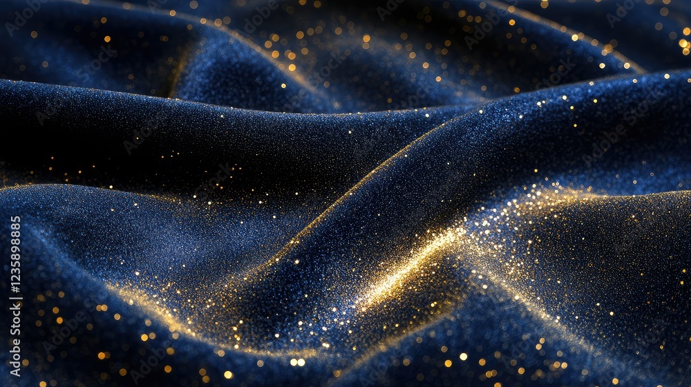 Poster elegant shimmering blue fabric with glimmering gold sparkles creating a luxurious atmosphere for var