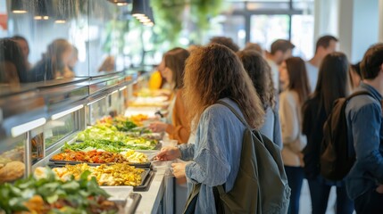 Fototapeta premium Diverse Crowd Enjoying Buffet Dining Experience