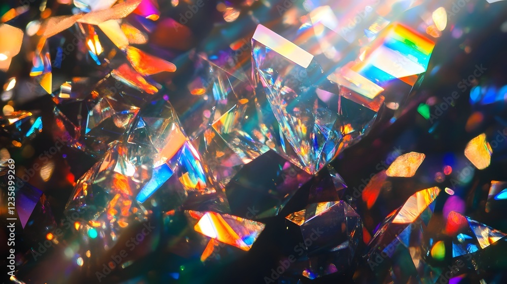 Fototapete stunning and mesmerizing crystal prism refracting vibrant kaleidoscopic lighting effects creating ca