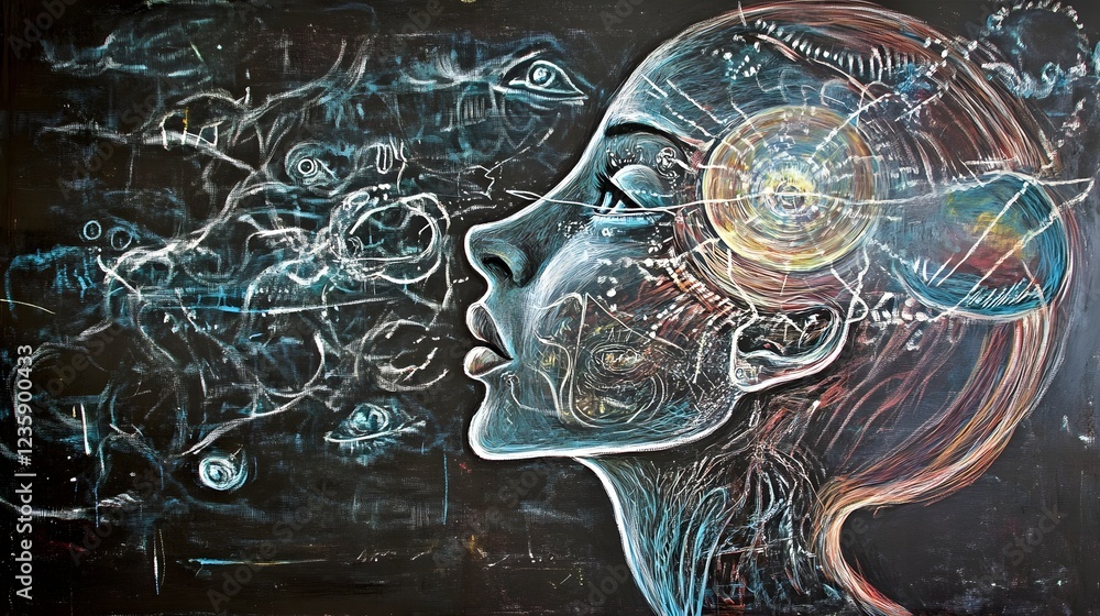 Aufkleber surreal consciousness a digital artwork exploring the intricate fluid and expansive nature of the hu