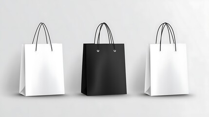 Three Blank Shopping Bags, Mockup, Versatile Design, Empty Bags,  Design Concept