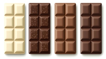Obraz premium Assorted chocolate bars, realistic illustration, product display, food illustration