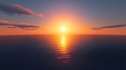 Naklejka premium Tranquil Tropical Sunset Over Ocean Waves with Vibrant Colors and Serene Reflection