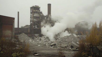 Fototapeta premium A factory producing recycled concrete from demolished buildings.