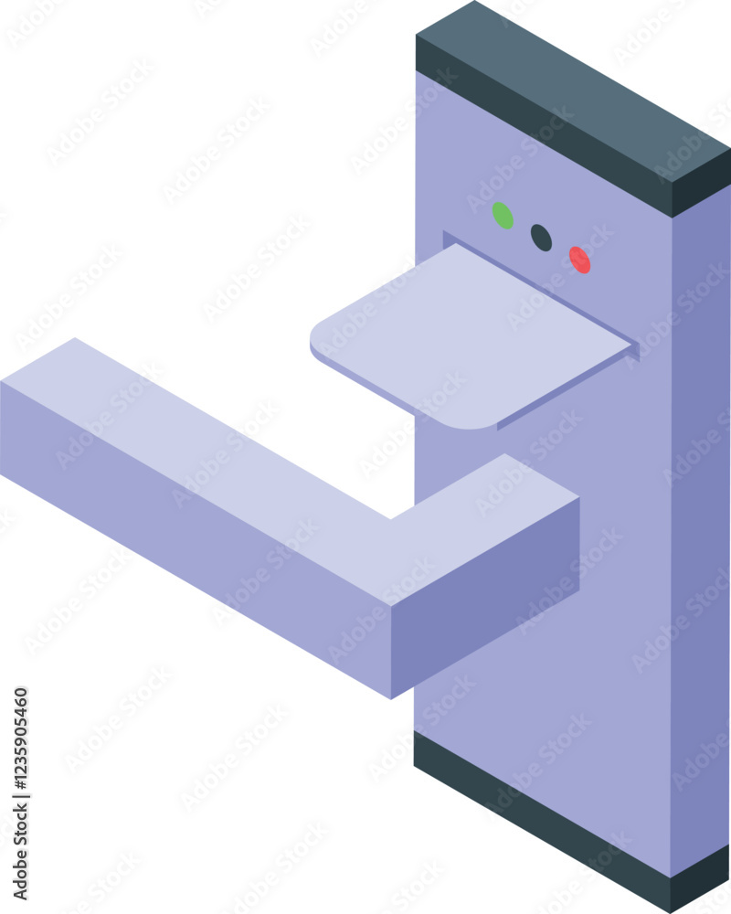 Poster secure entry system featuring a smart card reader, handle, and indicator lights for access control