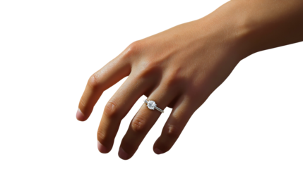Elegant Hand with Diamond Engagement Ring Close-Up Celebrating Love and Romance