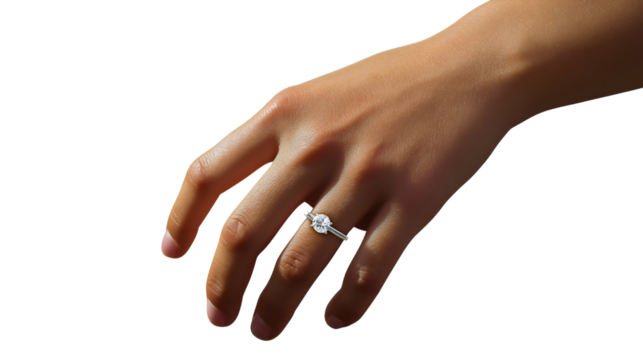 Elegant Hand with Diamond Engagement Ring Close-Up Celebrating Love and Romance