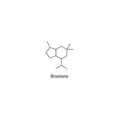Brasilane skeletal structure.Sesquiterpene compound schematic illustration. Simple diagram, chemical structure.