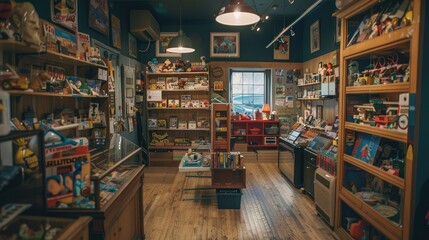 Fototapeta premium Cozy Vintage Toy Store with Nostalgic Decor