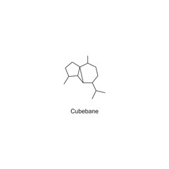 Cubebane skeletal structure.Sesquiterpene compound schematic illustration. Simple diagram, chemical structure.