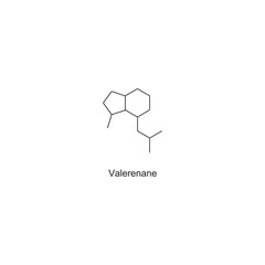 Valerenane skeletal structure.Sesquiterpene compound schematic illustration. Simple diagram, chemical structure.