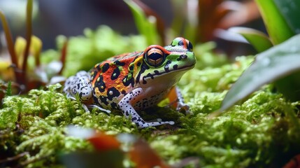 Obraz premium Closeup of Multicolored Strawberry Poison Dart Frog