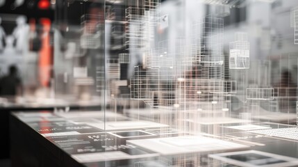 Fototapeta premium Futuristic Digital Interface in Modern Exhibition Space