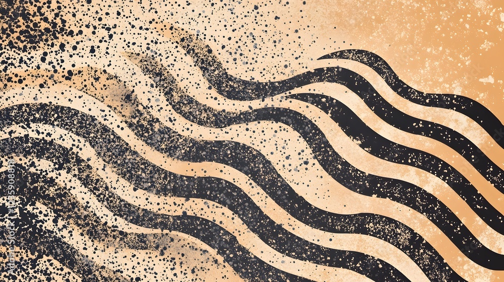 Poster vibrant abstract fluid swirl pattern in bronze glitter and metallic tones