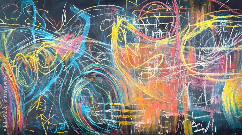 Aufkleber vibrant abstract expressionistic digital painting with dynamic fluid motions and swirling shapes col