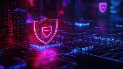 Cybersecurity Shield: Digital Protection in a Neon World