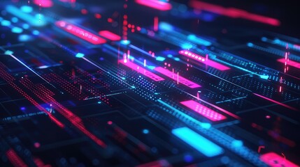 Futuristic Digital Connection Network with Glowing Elements