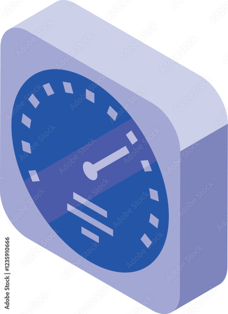 Poster speedometer is indicating progress, performance and measurement in isometric view