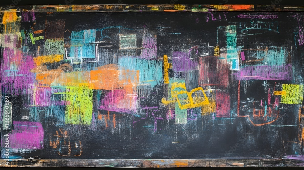 Aufkleber Vibrant Abstract Painting with Fluid Multicolored Composition Showcasing Expression and Imagination  This digital artwork features a dynamic colorful and visually captivating abstract design