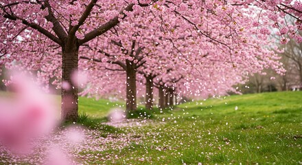 Naklejka premium Stunning Pink Cherry Blossom Trees in Spring
