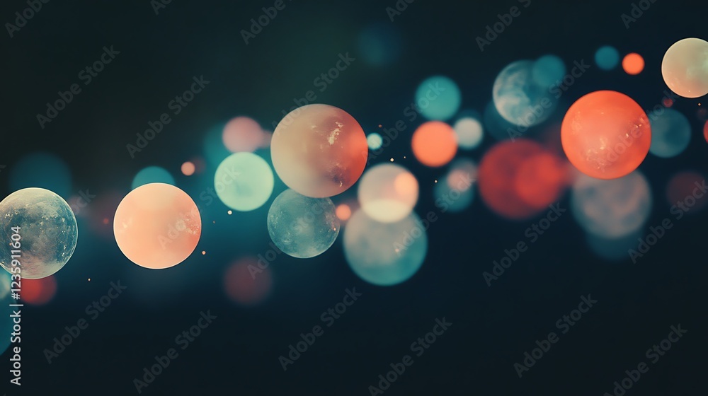 Poster abstract colorful circles on dark background